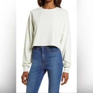 NEW Treasure & Bond‎ Oversized Crop Crewneck Sweatshirt Green Dewkist S
